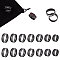 14Pcs 7 Size Stainless Steel Grooved Finger Rings Set, with 1Pc Rectangle Velvet Pouches, Electrophoresis Black, Inner Diameter: 16.5~22mm, 2Pcs/size