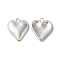 Non-Tarnish 304 Stainless Steel Pendants, Heart Charm, Stainless Steel Color, 23x20x3mm, Hole: 2.5mm