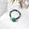 Natural Moss Agate Beaded Rings, with Brass Beads & Elastic Crystal Thread, Inner Diameter: 19mm