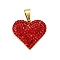 201 Stainless Steel Clay Pendants, with Rhinestones, Heart, Real 18K Gold Plated, Light Siam, 18x20x3.5mm, Hole: 3.5x6.5mm