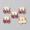 Alloy Dark Red Enamel Connector Charms, with Paillette, Light Gold, Cherry Pattern, 16x15.5x1.5mm, Hole: 1.8mm