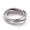 Unisex 304 Stainless Steel Finger Rings, Criss Cross Rings, Stainless Steel Color, Size 8, 2.8~7mm, Inner Diameter: 18.1mm