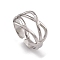 Non-Tarnish 304 Stainless Steel Cuff Rings, Hollow Out Infinity Element Wide Band Ring for Women, Stainless Steel Color, 3.7~11.5mm, Inner Diameter: 16.5mm