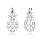Tarnish Resistant 201 Stainless Steel Pendants, Pineapple, Stainless Steel Color, 17.5x9x1mm, Hole: 3mm