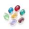 Glass Links connectors, with Brass Findings, Faceted, Oval, Mixed Color, 18.5x10.5x4.5mm, Hole: 2.5mm