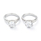 Dual-use Items, Brass Micro Pave Clear Cubic Zirconia Finger Rings or Charms, Solitaire Ring, Flower, Platinum, 15x12x6mm, Inner Diameter: 9.5mm