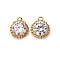 Brass Micro Pave Cubic Zirconia Charms, Nickel Free, Flat Round, Real 18K Gold Plated, 11x9x5.5mm, Hole: 1.4mm