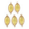 Glass Links Connectors, with Light Gold Tone Brass Findings, Cadmium Free & Nickel Free & Lead Free, Faceted Horse Eye, Yellow, 21x9x4mm, Hole: 1.2mm