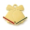Christmas Themed Ion Plating(IP) 304 Stainless Steel Enamel Charms, Real 14K Gold Plated, Christmas Bell, 11x13x0.8mm, Hole: 1mm