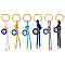 Evil Eye Alloy Enamel Keychains, with Polyester Cord and Iron Split Key Rings, Mixed Color, 10cm, 6pcs/set