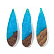 Resin & Wood Big Pendants, Teardrop Charms, Dodger Blue, 52.5x14x3mm, Hole: 1.8mm