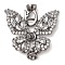 Brass Micro Pave Clear Cubic Zirconia Fold Oval Clasps, Cadmium Free & Nickel Free & Lead Free, Butterfly, Gunmetal, 24mm, Hole: 4x5mm