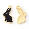 Alloy Enamel Pendants, Rabbit, Light Gold, Black, 17x11x1.5mm, Hole: 1.4mm