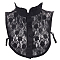 Polyester Lace Collar, Detachable Lace Neckline Trim, Garment Accessories, Black, 300x320x3.5mm