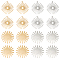 16Pcs 4 Style 201 Stainless Steel Pendants, Laser Cut, Flat Round and Sun, Golden & Stainless Steel Color, 32.5~33x30~33x1mm, Hole: 1.5~1.6mm, 4pcs/style