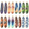 16Pcs 8 Styles Alloy Enamel Pendants, Golden, Feather Charm, Mixed Color, 38x8.5x1.5mm, Hole: 1.6mm, 2pcs/style