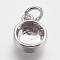 Brass Pendant Cabochon Settings, Plain Edge Bezel Cups, Flat Round, Platinum, Tray: 6mm, 11x8x3mm, Hole: 3mm