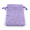 Polyester Imitation Burlap Packing Pouches Drawstring Bags, for Christmas, Wedding Party and DIY Craft Packing, Medium Purple, 9x7cm
