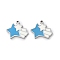 304 Stainless Steel Enamel Charms, Stainless Steel Color, Star Charm, Deep Sky Blue, 12.5x14.5x1.5mm, Hole: 1mm