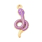 Alloy Enamel Pendants, Snake Charms, Golden, Lilac, 28.5x12x2mm, Hole: 1.8mm