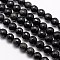 Natural Obsidian Beads Strands, Faceted, Round, Black, 6mm, Hole: 1mm