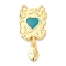 Brass Enamel Pendants, Real 18K Gold Plated, Cadmium Free & Lead Free, Long-Lasting Plated, Rectangle with Heart Charms, Light Sea Green, 32x15x2mm, Hole: 1.5mm and 1.6mm