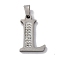 201 Stainless Steel Pendants, with Rhinestone, Letter, Letter L, 25x16x2mm, Hole: 6x3mm
