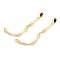 Brass Pave Natural Tiger Eye Curved Bar Connector Charms, Real 18K Gold Plated, 67.5x17.5x5.5mm, Hole: 2.5mm