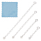 4Pcs 4 Styles Sterling Silver Chain Extender Sets, with Spring Clasp, 1Pc Suede Fabric Square Silver Polishing Cloth, Platinum, 34~105mm