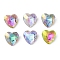 Glass Rhinestone Cabochons, Flat Back & Back Plated, Faceted, Heart, Mixed Color, 10x10x5mm