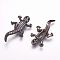 Brass Micro Pave Cubic Zirconia Beads, Gecko, Gunmetal, 27x13~15x6.5mm, Hole: 1mm