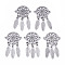 Tarnish Resistant 201 Stainless Steel Links Connectors, Laser Cut, Woven Net/Web with Feather, Stainless Steel Color, 34x19x1mm, Hole: 1.4mm