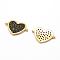 Brass Micro Pave Grade AAA Cubic Zirconia Links, Cadmium Free & Nickel Free & Lead Free, Flat Round, Real 18K Gold Plated, 17x11x1.5mm, Hole: 1mm
