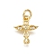 Brass Micro Pave Cubic Zirconia Pendants, Cross with Wings, Long-Lasting Plated, Lead Free & Cadmium Free, with Jump Ring, Real 18K Gold Plated, 14.5x12x2mm