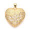 Brass Micro Pave Clear Cubic Zirconia Pendants, Cadmium Free & Lead Free, Heart, Real 18K Gold Plated, 26x25.5x8mm, Hole: 5x3.5mm