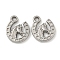 Non-Tarnish 304 Stainless Steel Pendants, Horseshoe with Horse's Head Charms, Stainless Steel Color, 16x13x2.5mm, Hole: 2mm