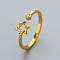 Fashionable Brass Micro Pave Cubic Zirconia Adjustable Cuff Rings, Star of David, Golden, Star of David: 8mm, Inner Diameter: 16~19mm