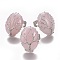 Adjustable Natural Rose Quartz Finger Rings, with Platinum Tone Brass Findings, Oval, Size 8, 18mm