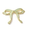 Brass Enamel Connector Charms, Cadmium Free & Lead Free, Bowknot Link, Real 18K Gold Plated, Aquamarine, 21.5x32x3mm, Hole: 1mm