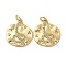 Brass Micro Pave Cubic Zirconia Pendants, Flat Round with Snake, Long-Lasting Plated, Cadmium Free & Lead Free, Rack Plating, with Jump Ring, Real 18K Gold Plated, 20.5x18.5x2.5mm, Hole: 3.5mm