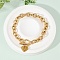 Golden 304 Stainless Steel Charm Bracelets, Cable Chain Jewelry for Women, Heart with Letter, with Toggle Clasps, Letter E, 8.27 inch(21cm)