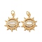 Brass Micro Pave Cubic Zirconia Pendants, Cadmium Free & Lead Free, with Shell, Real 18K Gold Plated, Sun, Clear, 21.5x17.5x3mm, Hole: 3mm