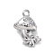 Brass Micro Pave Cubic Zirconia Pendants, Cadmium Free & Nickel Free & Lead Free, Mushrooms Charms, Real Platinum Plated, 14x10.5x5mm, Hole: 1.2mm