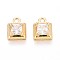 Brass Micro Pave Cubic Zirconia Pendants, Square, Real 18K Gold Plated, 9.5x7x4mm, Hole: 1.4mm