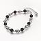 Natural Lava Rock Beads Bracelets, with Tibetan Style Alloy Elephant Beads and Brass Lobster Claw Clasps, Black, 9 inch(230mm)