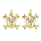 Brass Micro Pave Clear Cubic Zirconia Pendants, Cadmium Free & Lead Free, Skull Charms, with Jump Ring, Real 18K Gold Plated, 13.5x13x2mm, Hole: 3mm