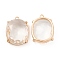 K9 Glass Pendants, with Light Gold Brass Finding, Oval Charms, Crystal, 23x17.5x7.5mm, Hole: 1.6mm