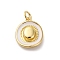 Brass Enamel Pendants, with Jump Ring, Cowboy Hat Charm, Cadmium Free & Lead Free, Rack Plating, Long-Lasting Plated, Real 18K Gold Plated, White, 15.5x13x5mm, Hole: 3.5mm