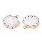 Electroplate Freshwater Shell Pendants, with Iron Findings, Shell, Golden, Seashell Color, 20~23x18~20x2.5mm, Hole: 1.5mm