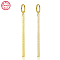 925 Sterling Silver Dangle Hoop Earrings, Chains Tassel Earrings, Real 18K Gold Plated, 63x3mm